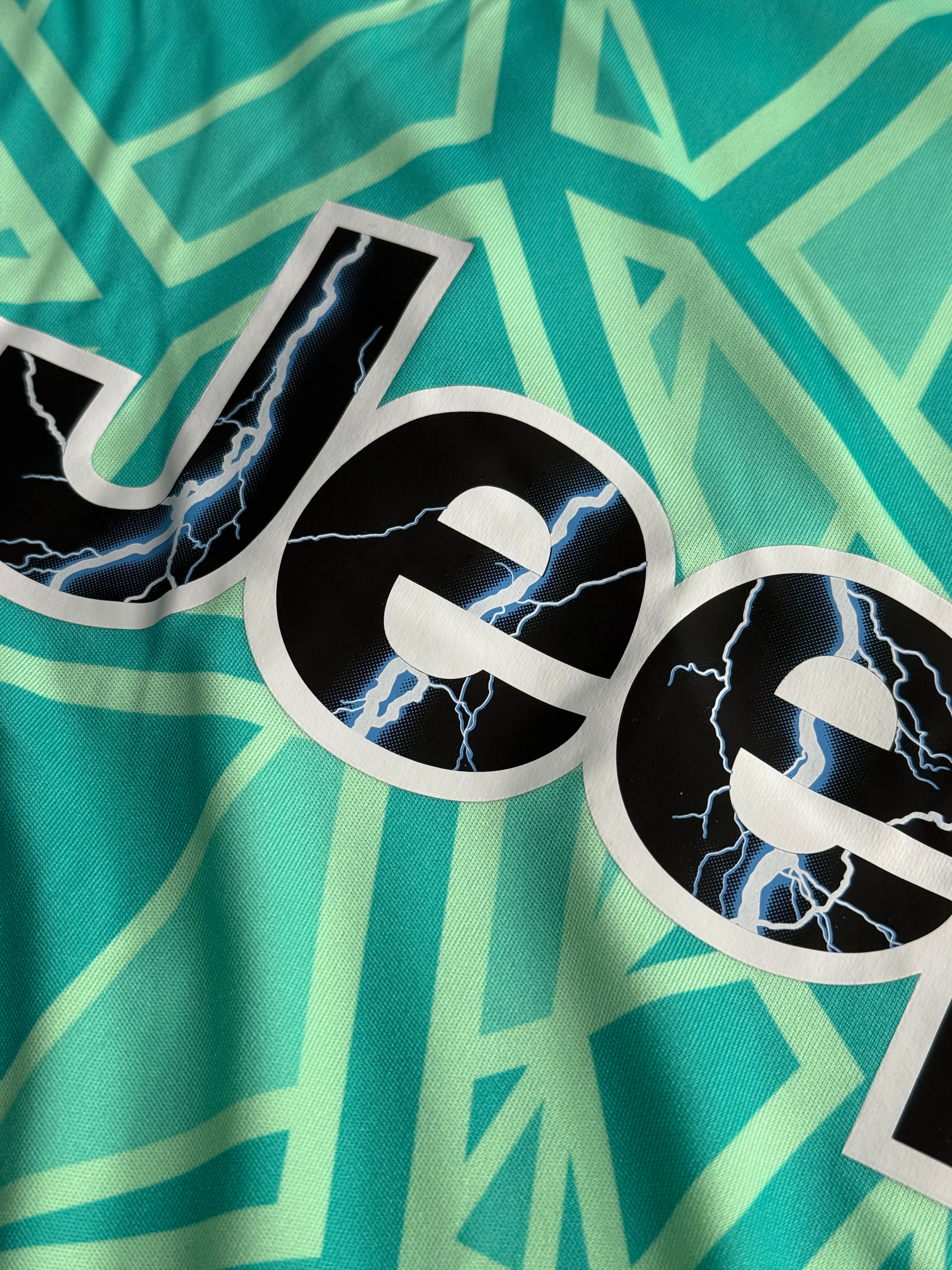 Stickers with lightning design on a textured surface